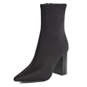 Jeffrey Campbell Siren Block Heel Ankle Neoprene Fitted Stretch Booties Sz 7.5